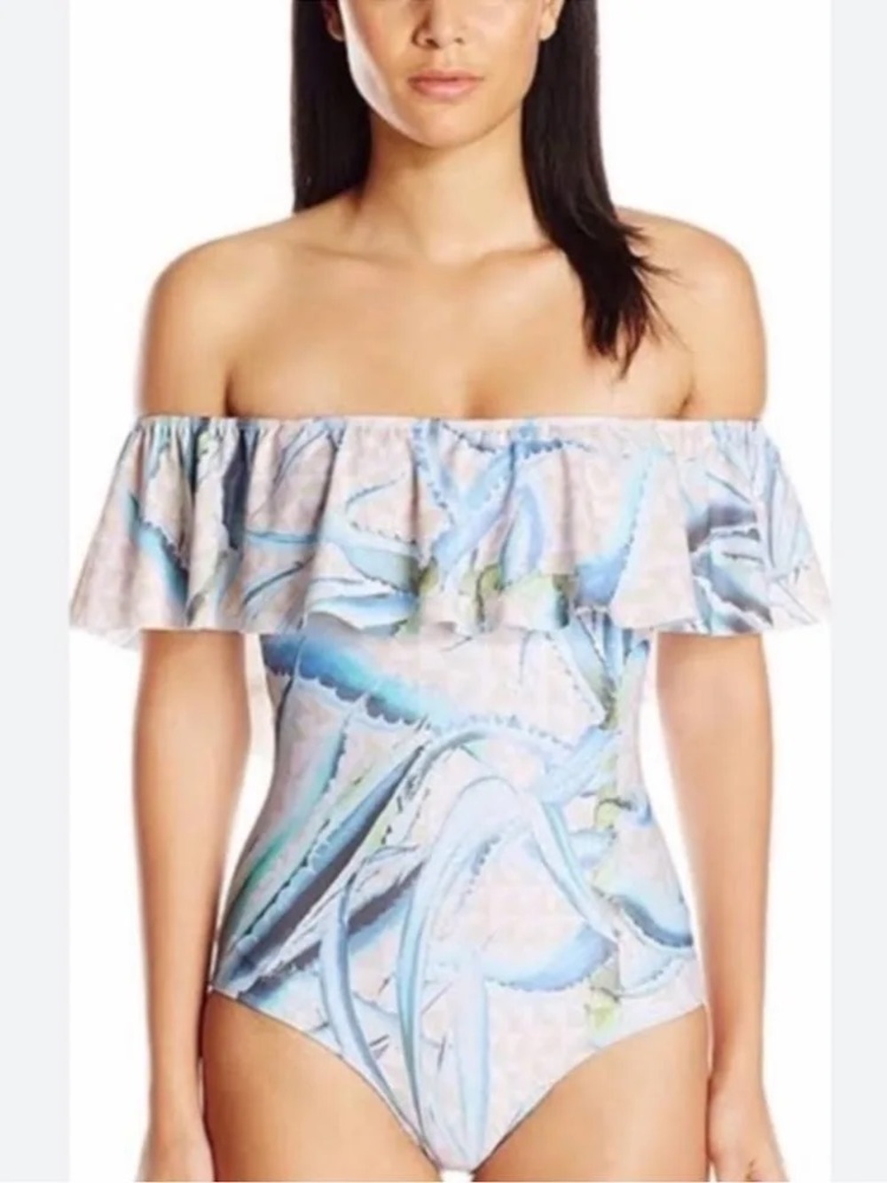 Mara Hoffman Swim Off-Shoulder Ruffle One-Piece Swimsuit